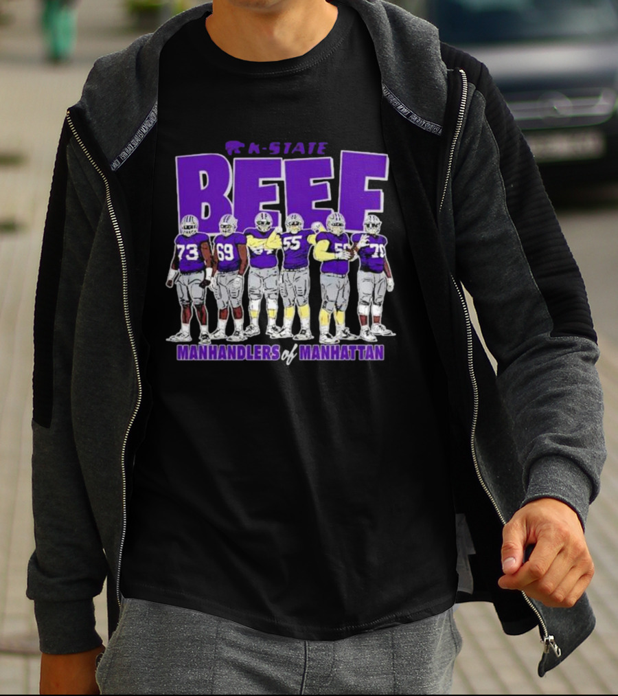 K-State Beef Manhandlers Of Manhattan Football Team Lineup T-Shirt