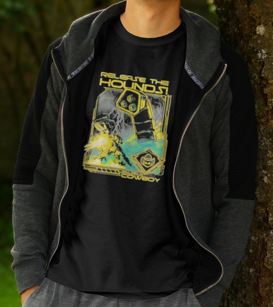 Release The Hounds Cowboy Robot Lightning T-Shirt