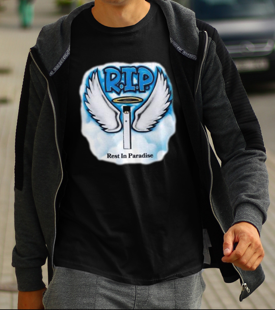 RIP Juul Rest In Paradise Angel Wings Halo Clouds T-Shirt