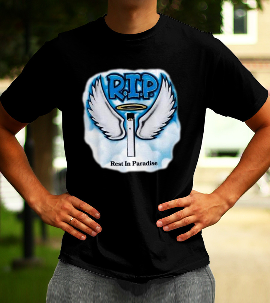 RIP Juul Rest In Paradise Angel Wings Halo Clouds T-Shirt