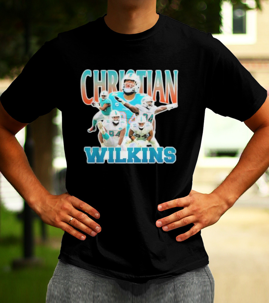 Christian Wilkins Miami Dolphins Football Player Collage T-Shirt