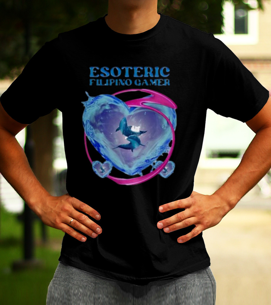 ESOTERIC FILIPINO GAMER Heart With Dolphins In Oceanic Sphere T-Shirt