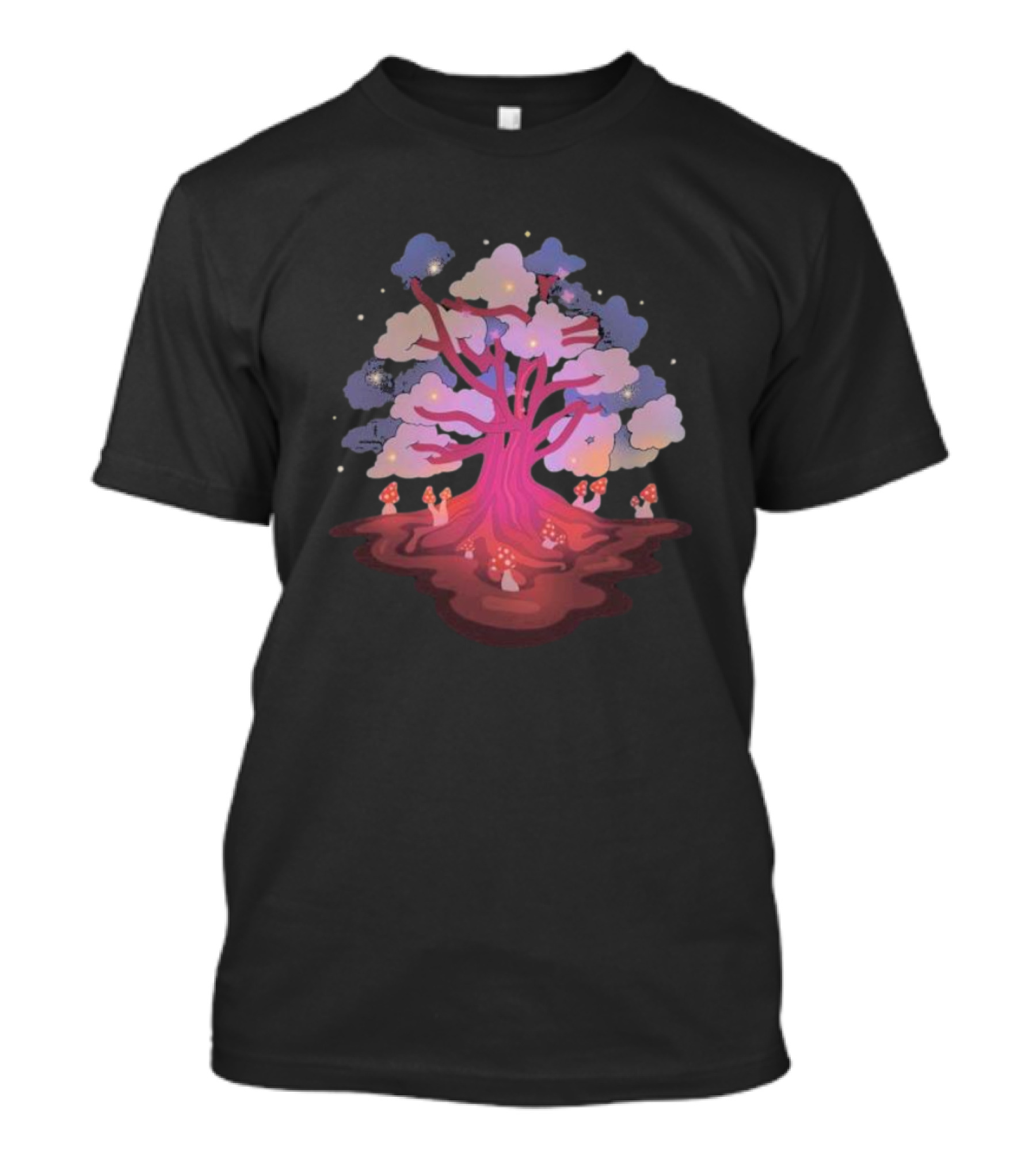 Glow And Grow Enchanted Tree With Mushrooms And Stars T-Shirt