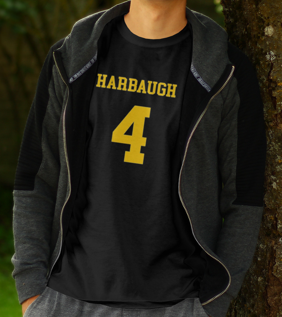 Harbaugh 4 Michigan Football Coach Iconic Jersey Number T-Shirt