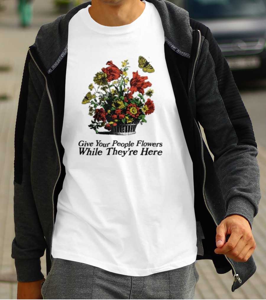 Marigold Give Your People Flowers While They’re Here Butterfly Bouquet T-Shirt