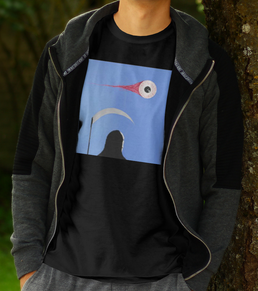 Grim Reaper With Scythe And Eyeball In Blue Sky Doja Cat Merch T-Shirt
