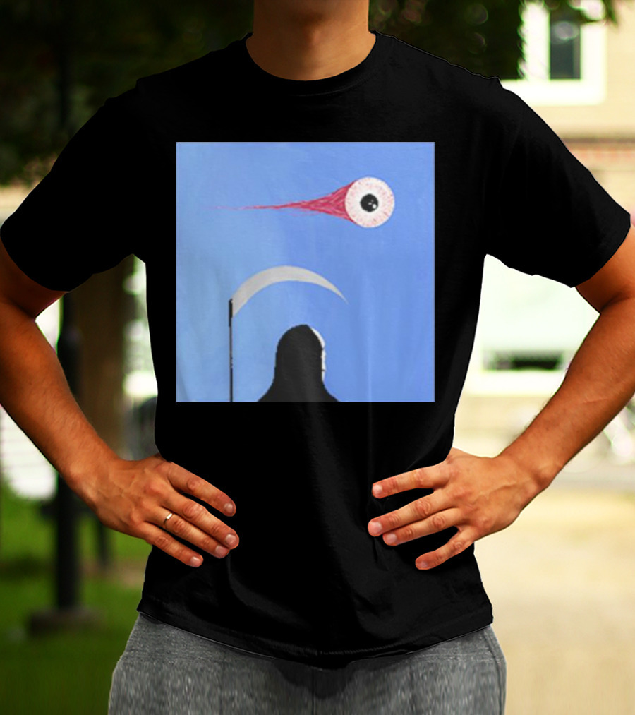 Grim Reaper With Scythe And Eyeball In Blue Sky Doja Cat Merch T-Shirt