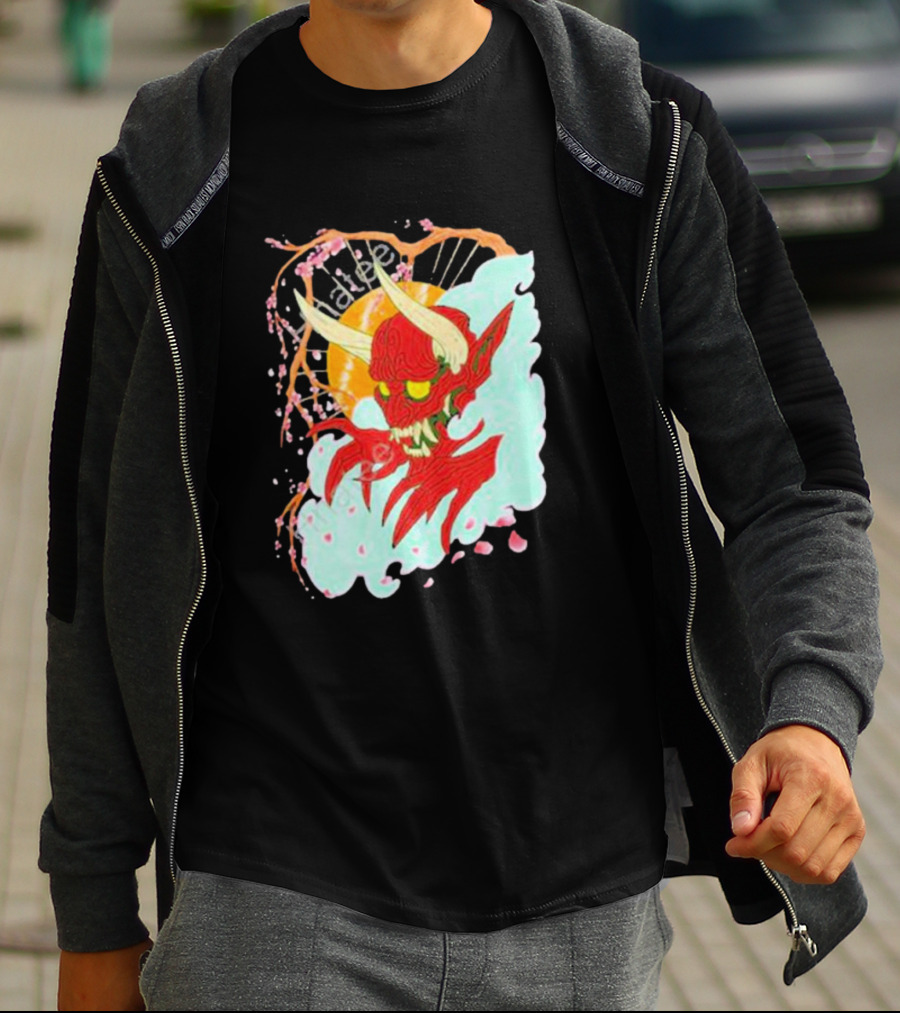 Elvis The Alien Oni Ayylien Clothing Red Demon Mask T-Shirt