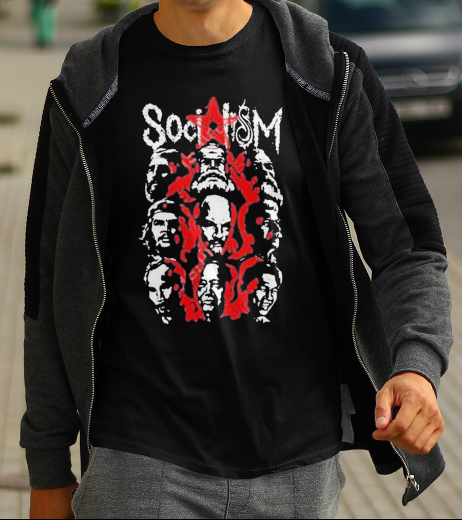 Tdm Socialism Revolutionary Faces And Red Star Motif T-Shirt