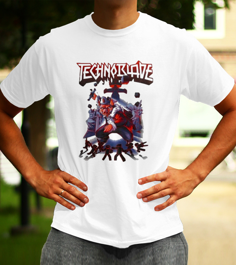 Technoblade Warrior Pig With Sword And Crown T-Shirt