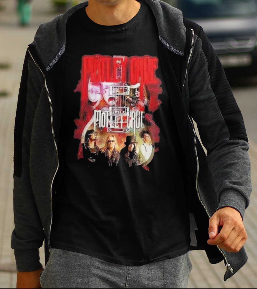 Motley Crue Rock Band Guitar With Faces T-Shirt