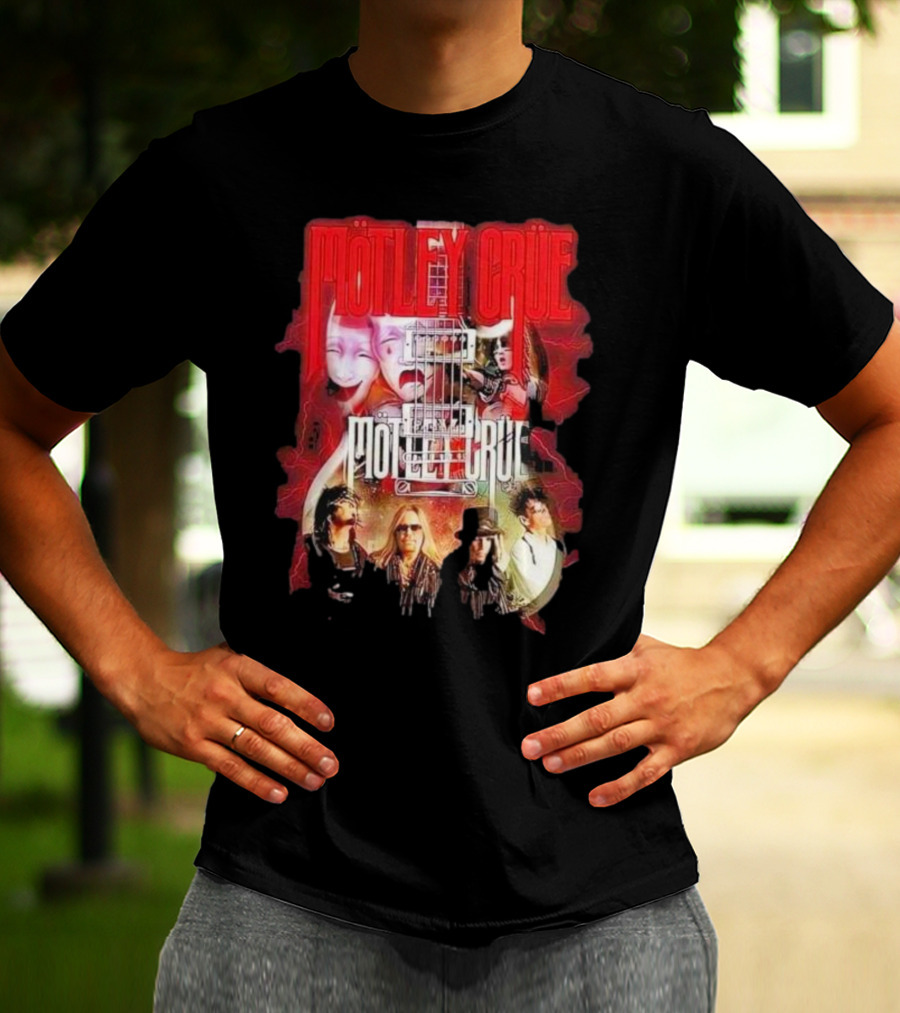 Motley Crue Rock Band Guitar With Faces T-Shirt