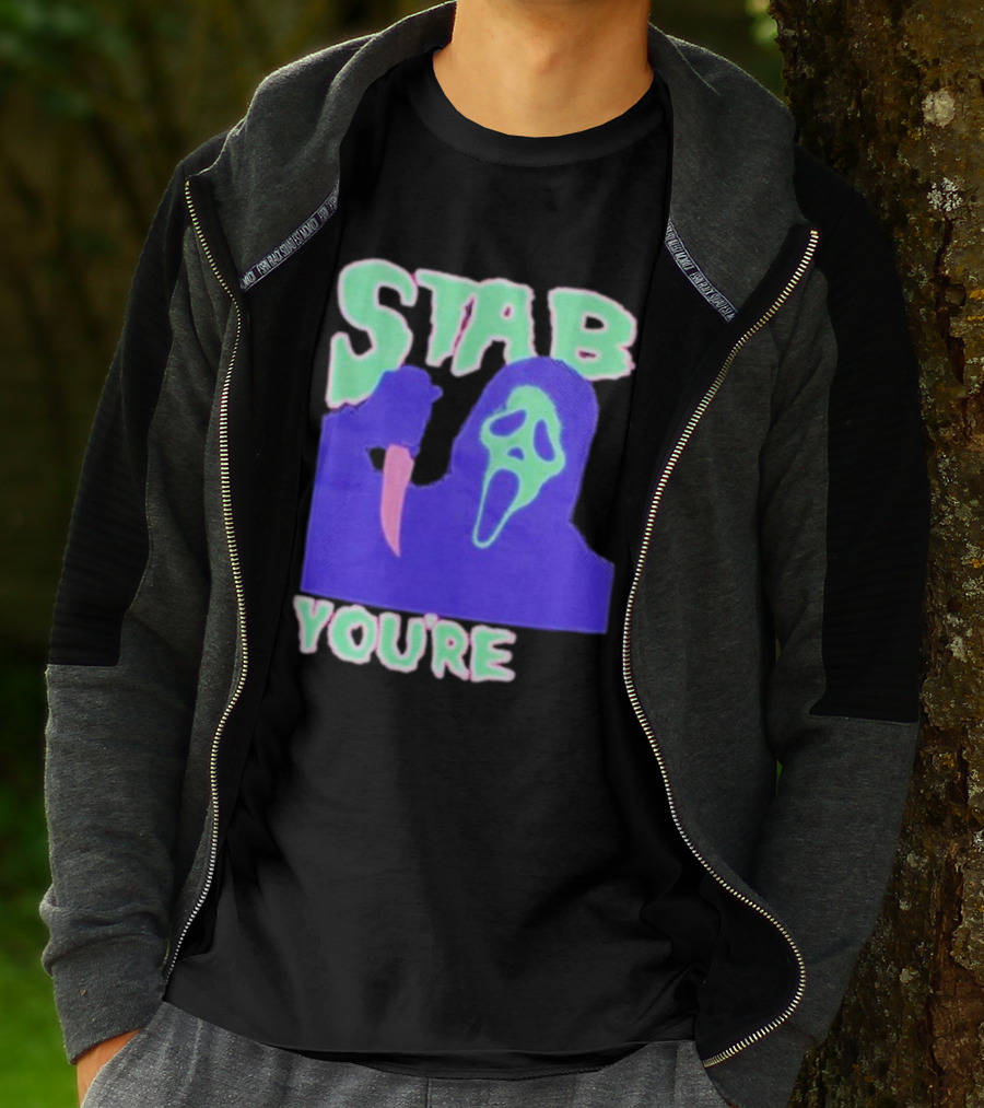 Stab You’re It Neon Horror Mask T-Shirt