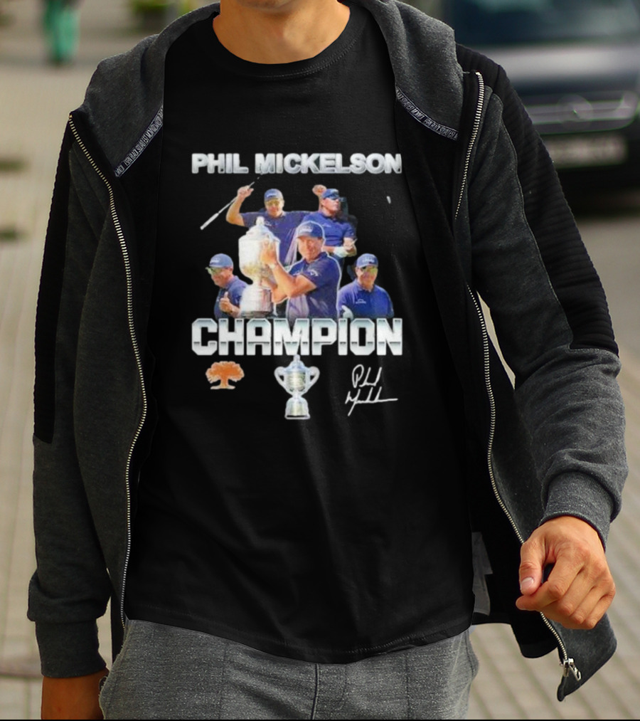 Phil Mickelson Champion Trophy Signature Golf Legend T-Shirt