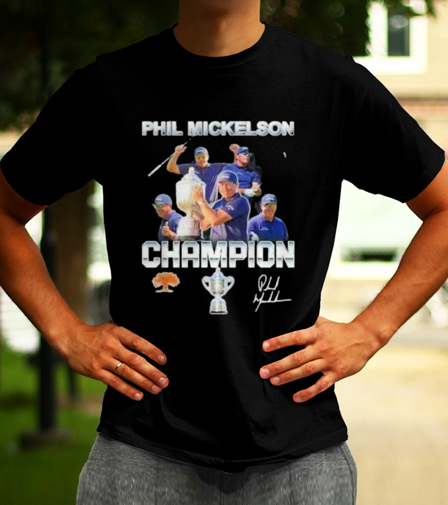 Phil Mickelson Champion Trophy Signature Golf Legend T-Shirt