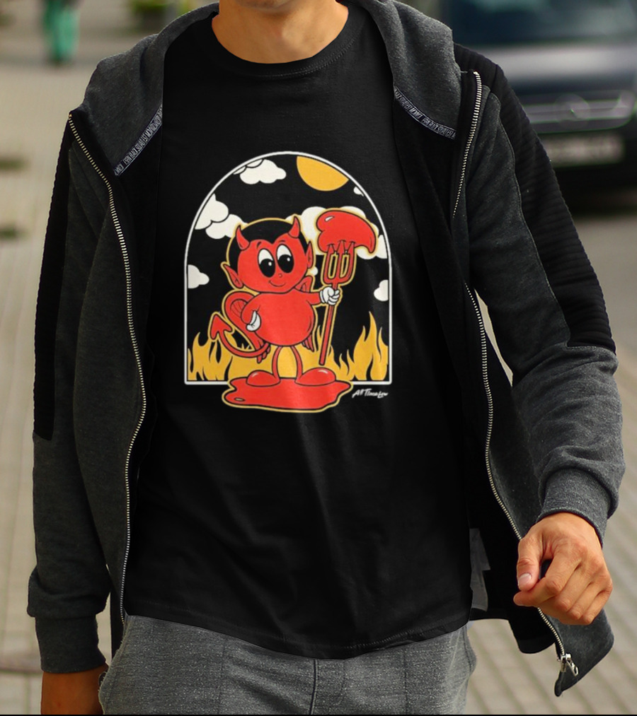 All Time Low Modern Love Cartoon Devil Flames Sun Clouds T-Shirt