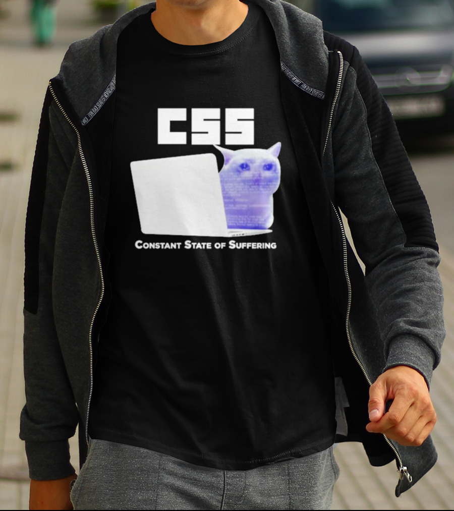 CSS Constant State Of Suffering Cat With Computer Retro Vibe T-Shirt