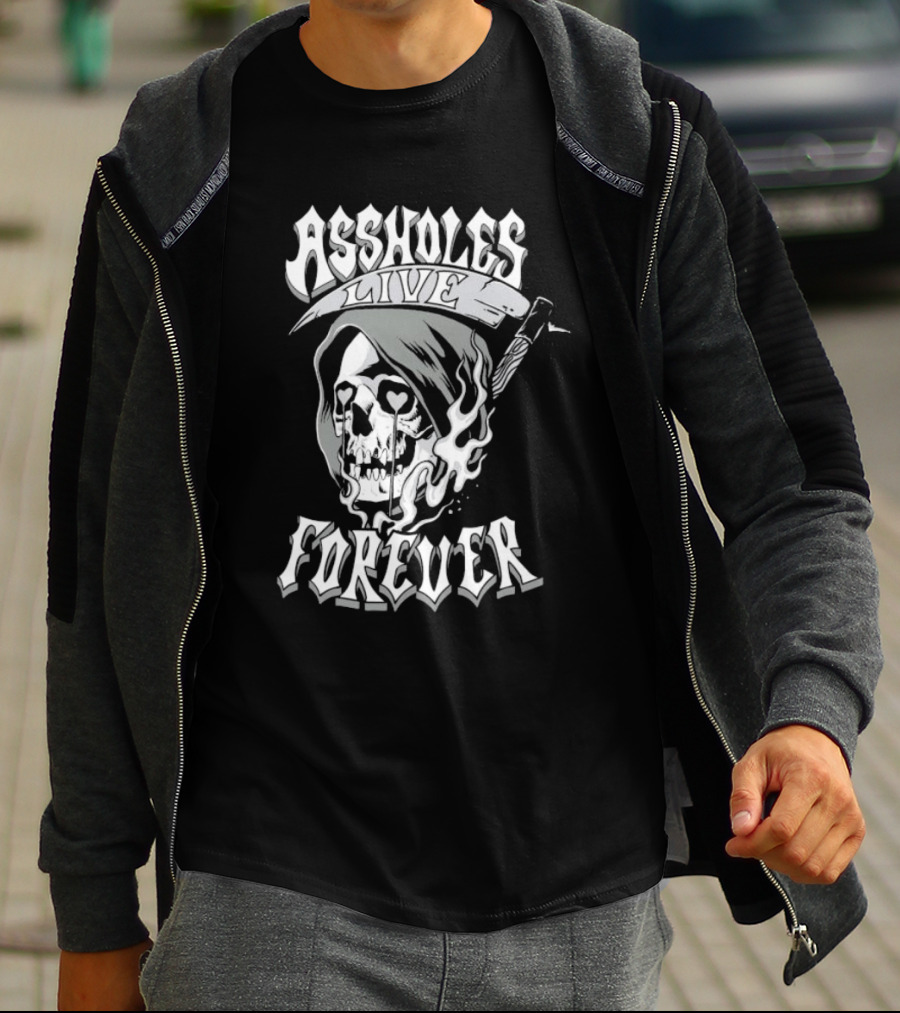 ASSHOLES LIVE FOREVER Skull Heart Eyes T-Shirt