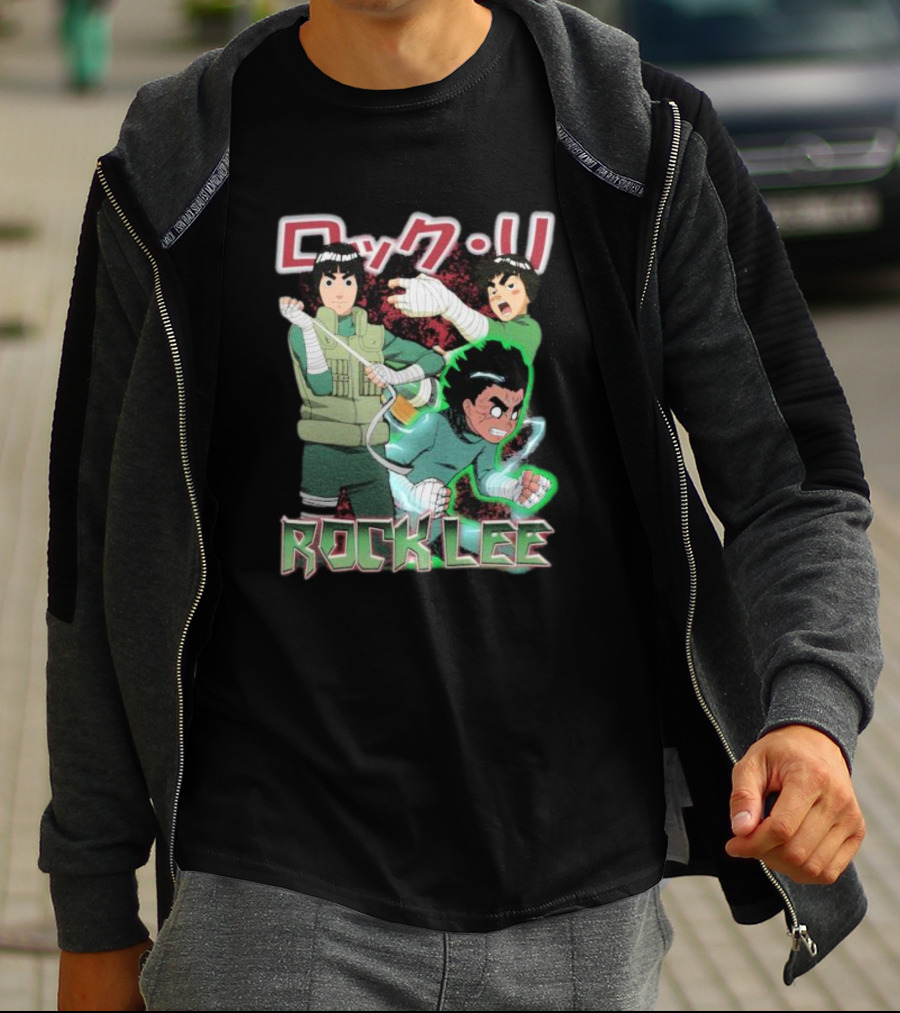 Rock Lee Dynamic Ninja Japanese Text T-Shirt