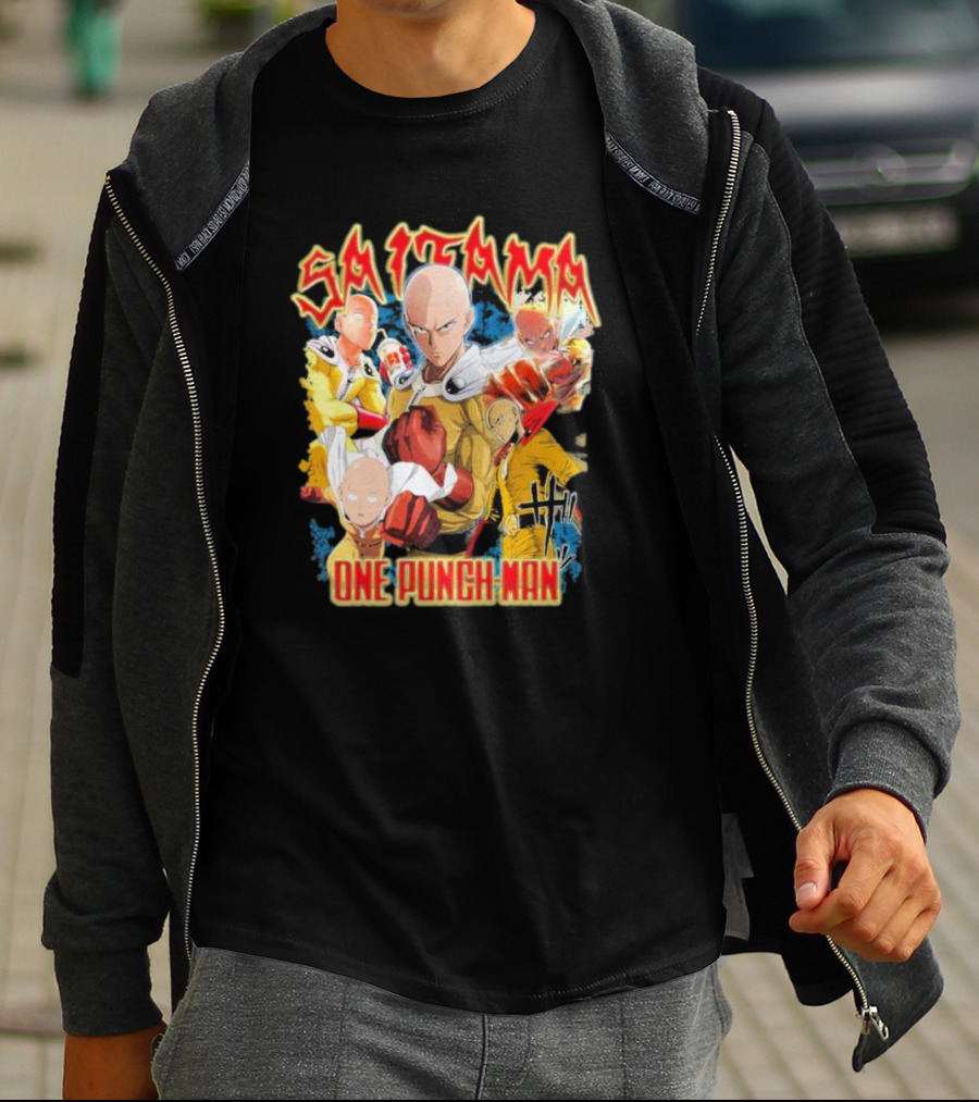 Saitama One Punch Man Anime Character Collage T-Shirt