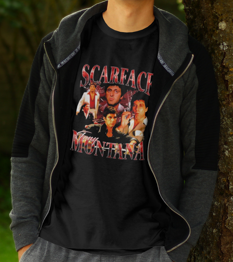 Scarface Tony Montana Film Collage Iconic Scenes T-Shirt
