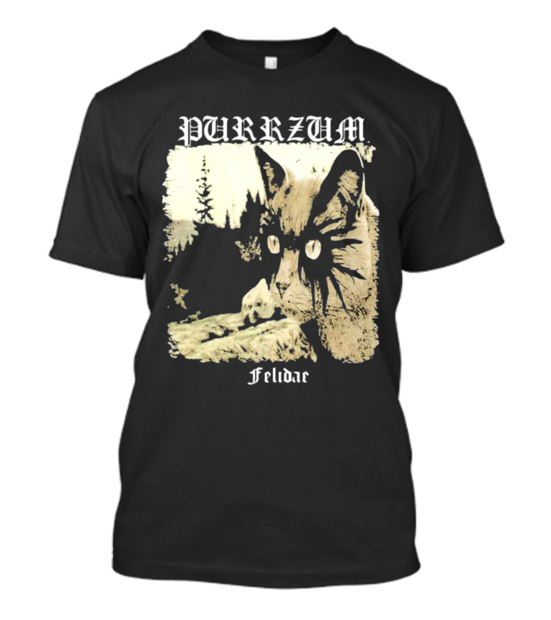 Purrzum Felidae Cat In Forest Scene T-Shirt