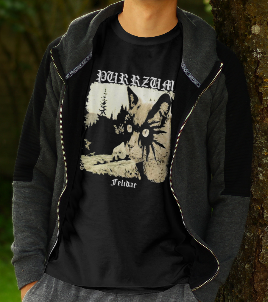 Purrzum Felidae Cat In Forest Scene T-Shirt