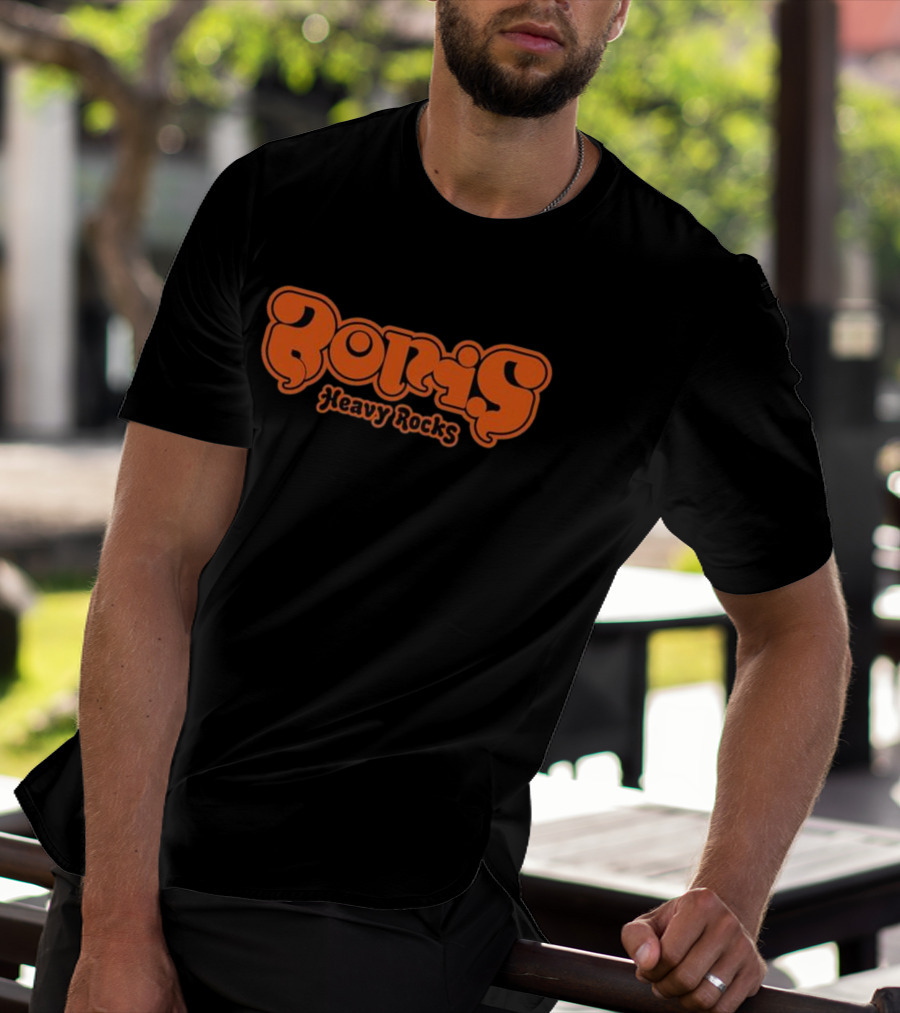 Boris Heavy Rocks Orange Text T-Shirt