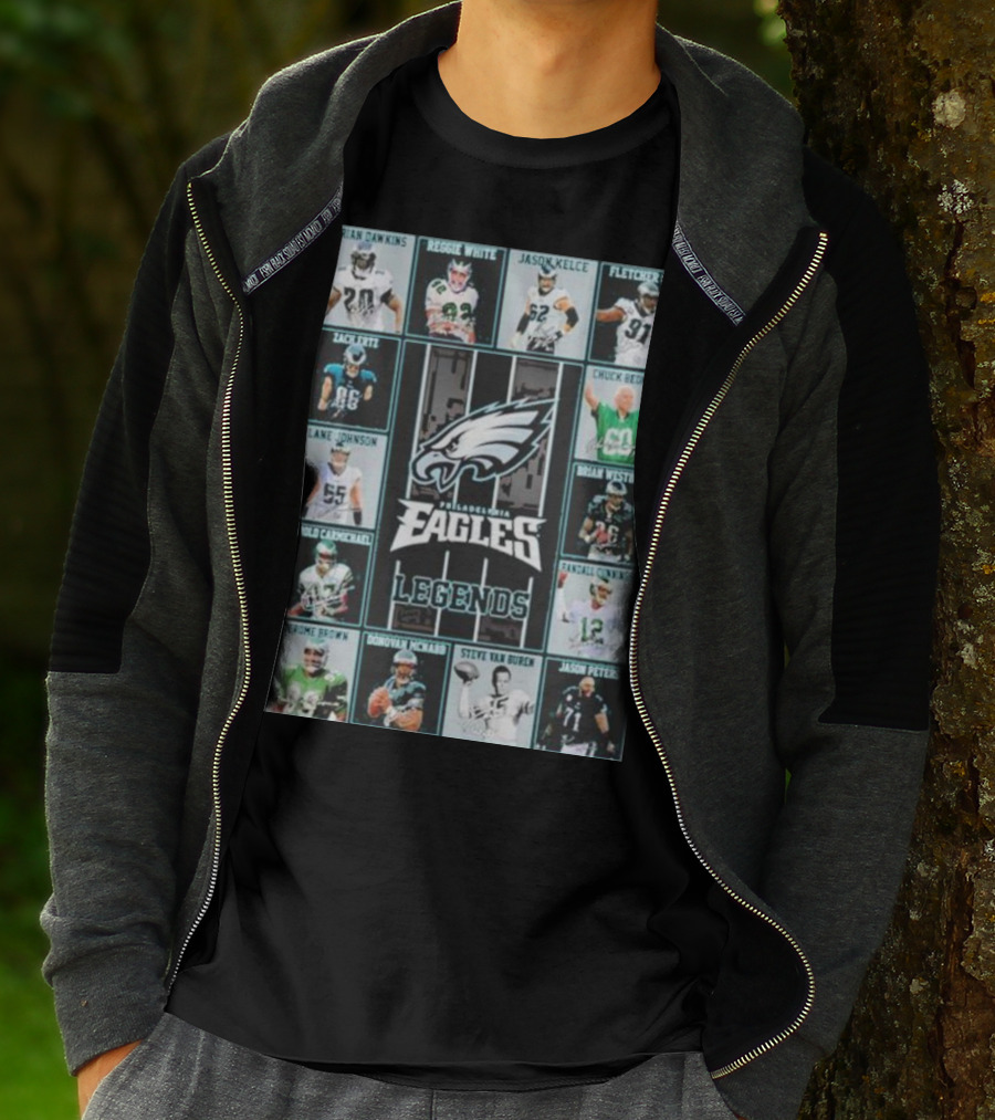 Philadelphia Eagles Brian Dawkins Reggie White Jason Kelce Fletcher Cox Legends Randall Cunningham Donovan McNabb T-Shirt