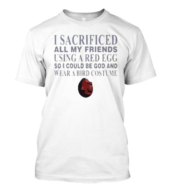 I Sacrificed All My Friends Using A Red Egg So I Could Be God And Wear A Bird Costume T-Shirt