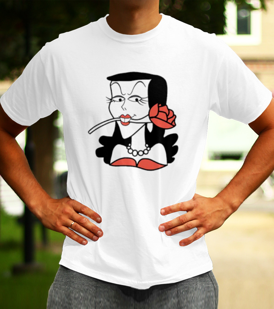 Kurt Cobain Natasha Fatale Iconic Cartoon Fusion ретро Шик меховый шарф розы T-Shirt