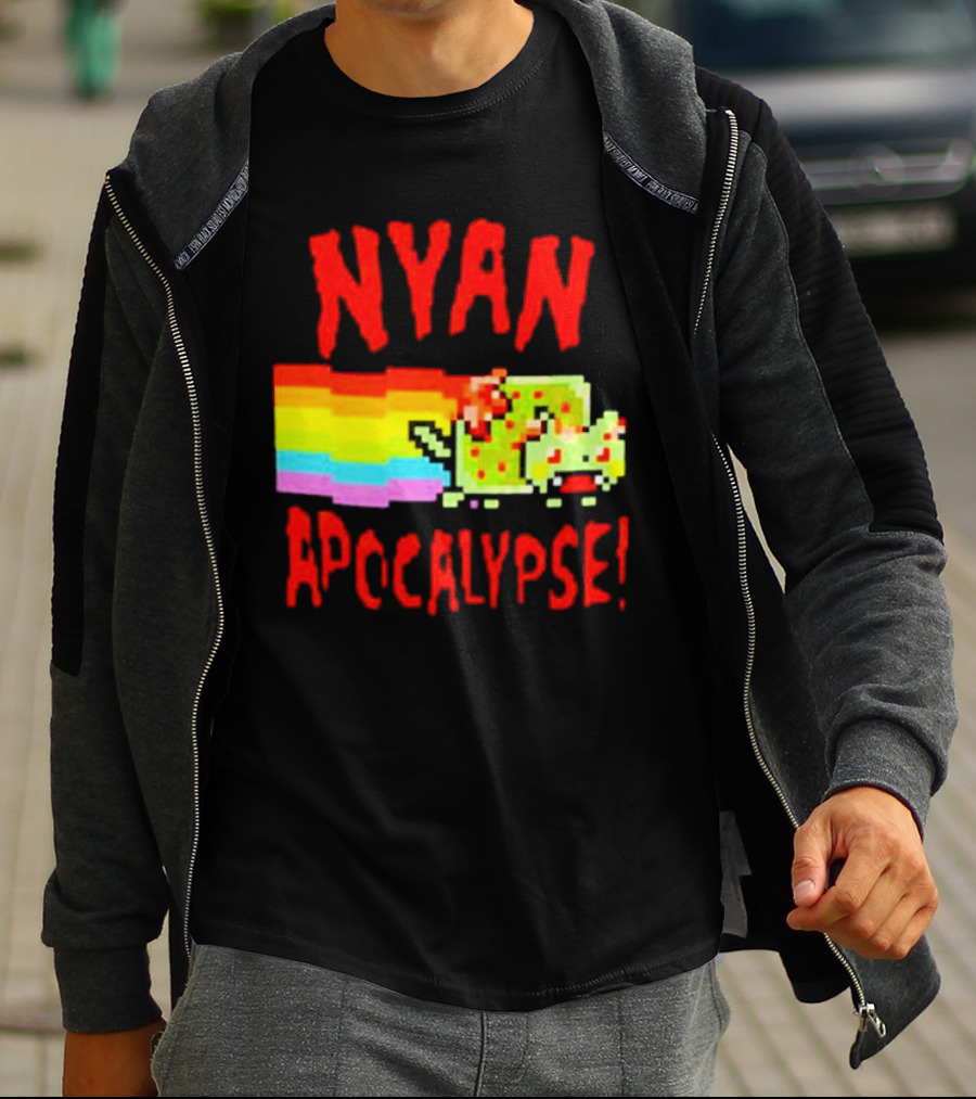 Nyan Cat Apocalypse Rainbow Explosion Iconic Meme T-Shirt
