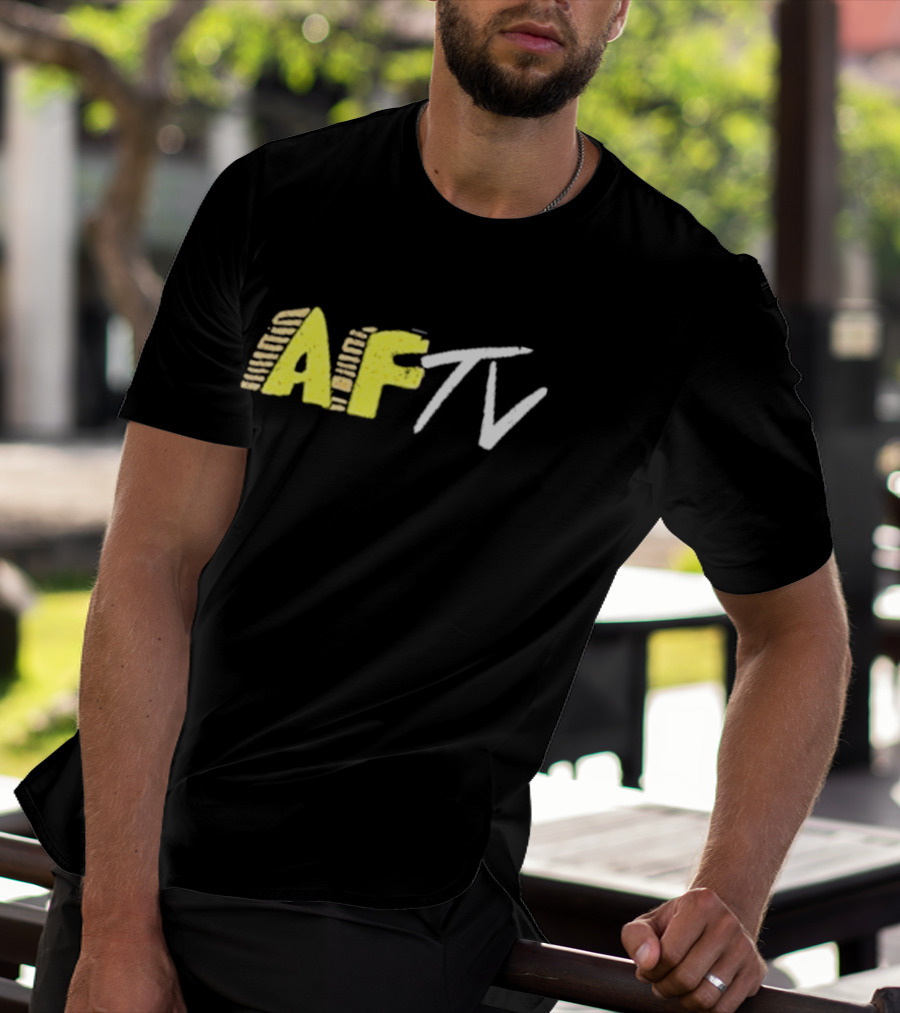 AFTV Invasion Soccer Fan Channel Bold Yellow Text And White Strokes T-Shirt