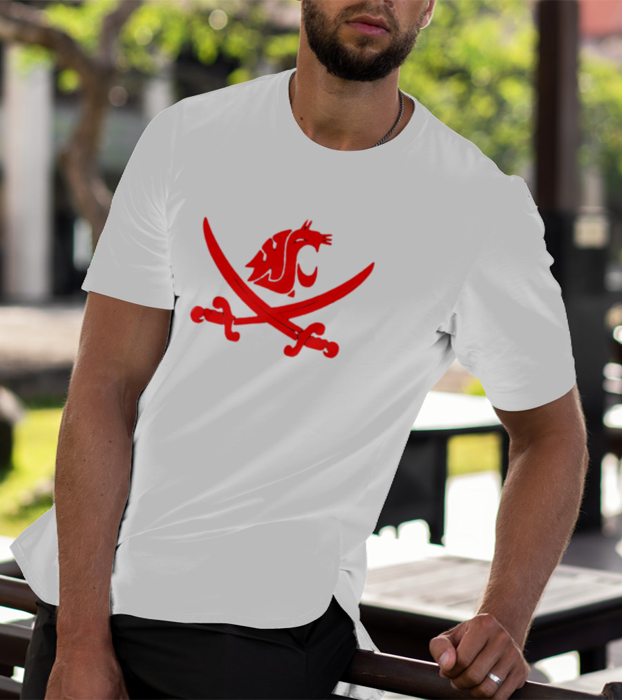 WSU Pirate Swing Your Sword Cougar Logo Crossed Sabers T-Shirt