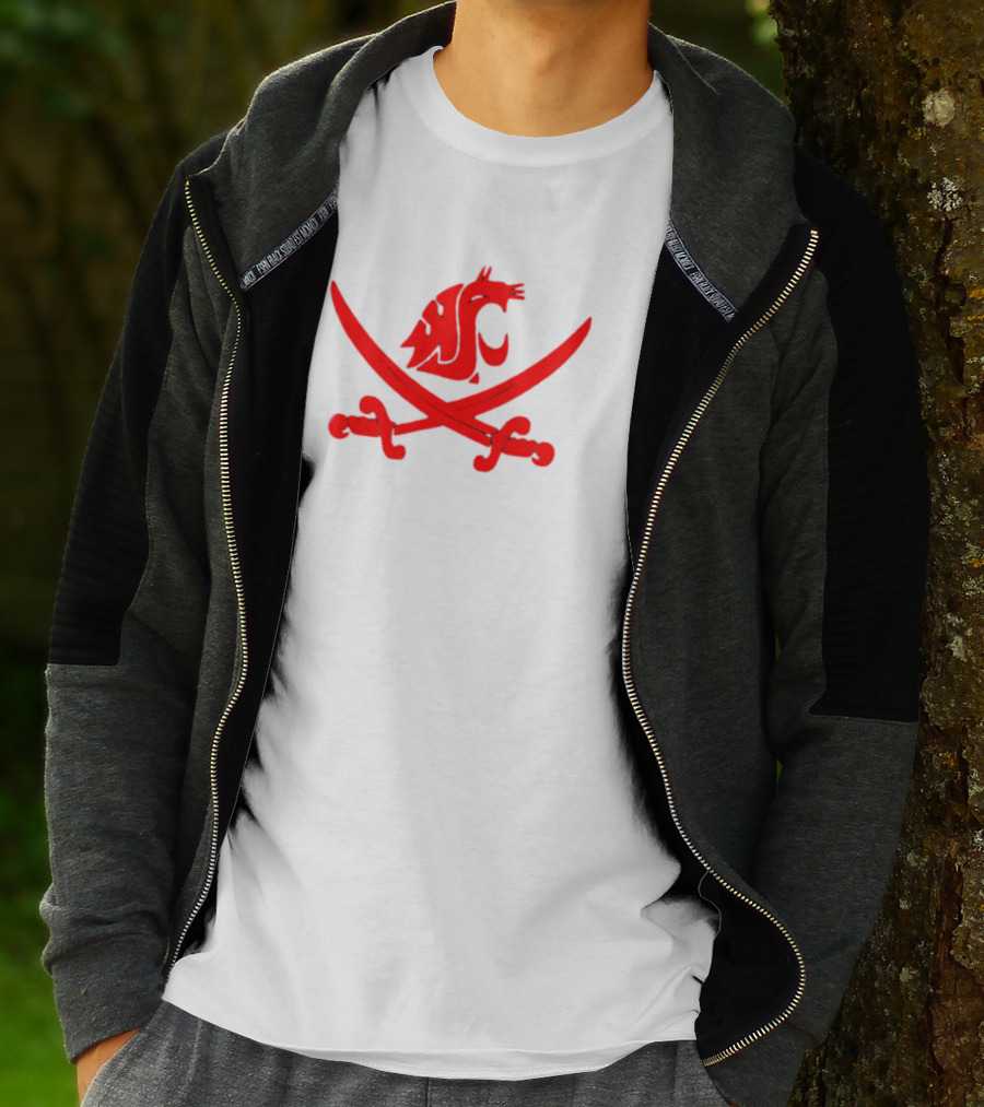 WSU Pirate Swing Your Sword Cougar Logo Crossed Sabers T-Shirt