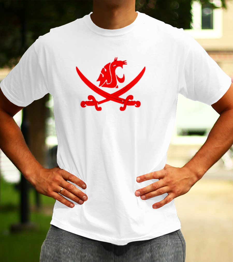 WSU Pirate Swing Your Sword Cougar Logo Crossed Sabers T-Shirt