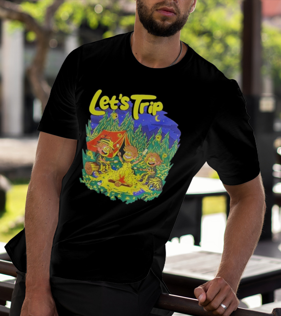 Let's Trip Campfire Adventure Sturnioloclothing Forest Night Camping T-Shirt