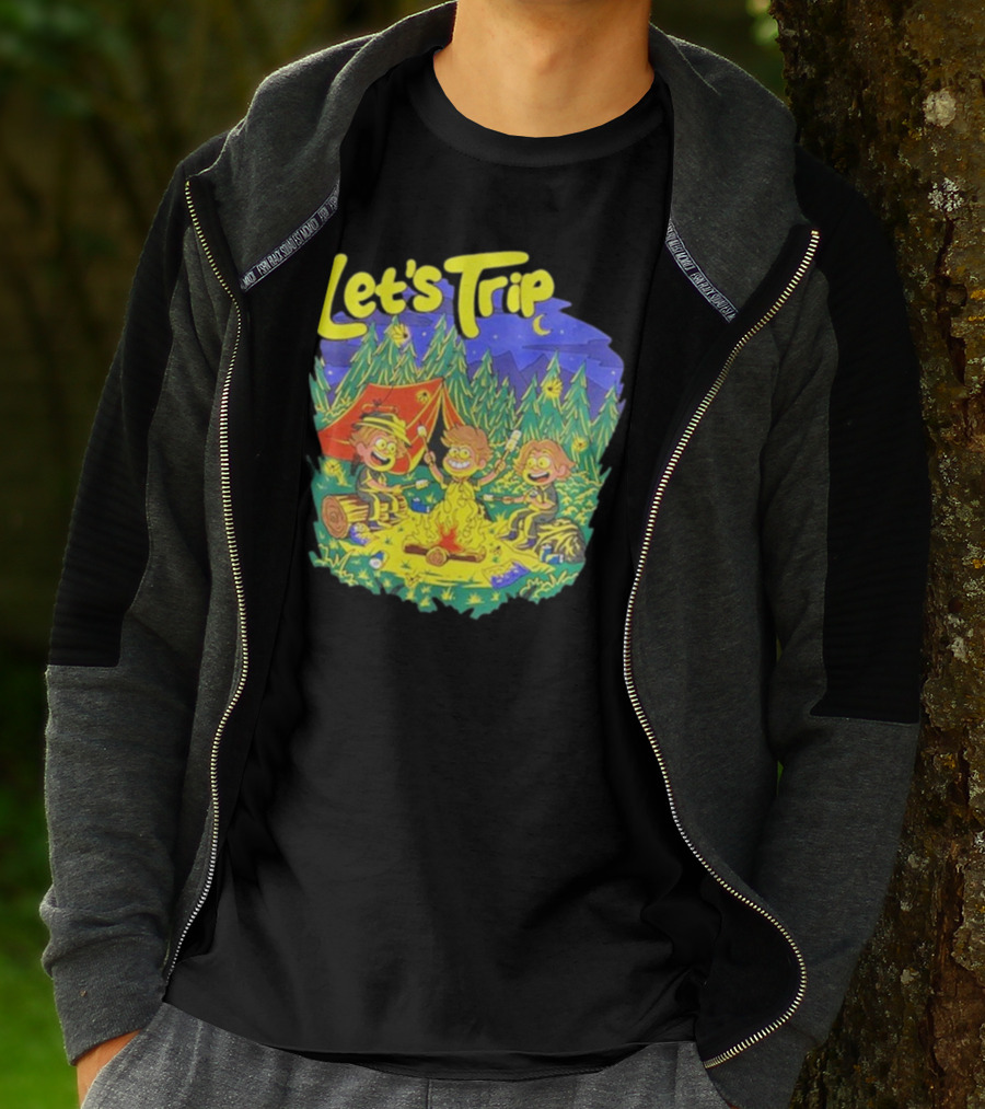 Let's Trip Campfire Adventure Sturnioloclothing Forest Night Camping T-Shirt