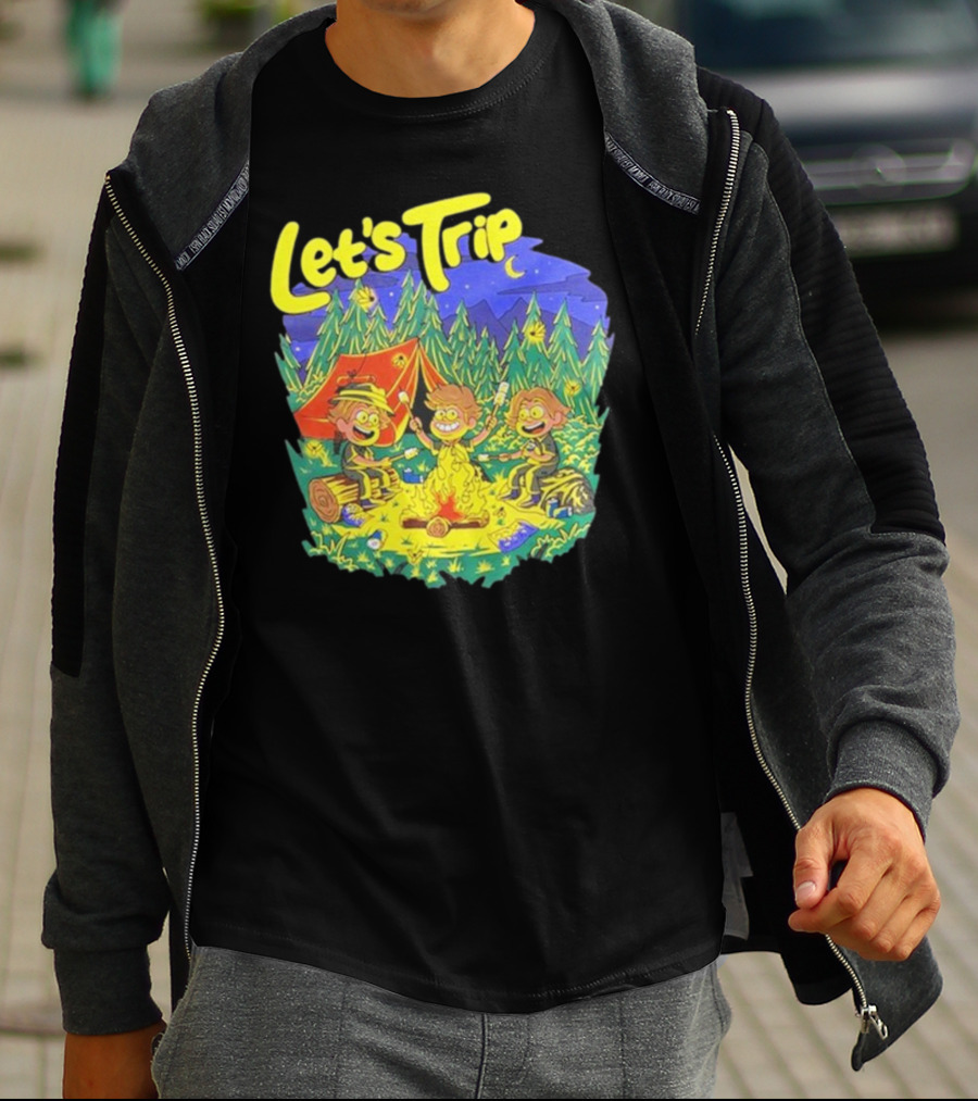 Let's Trip Campfire Adventure Sturnioloclothing Forest Night Camping T-Shirt