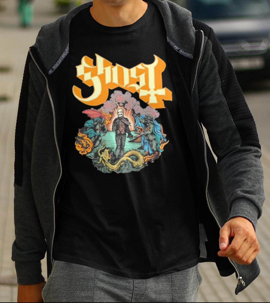 Ghost Boticelli Inspired Papal Figure With Mythical Creatures T-Shirt