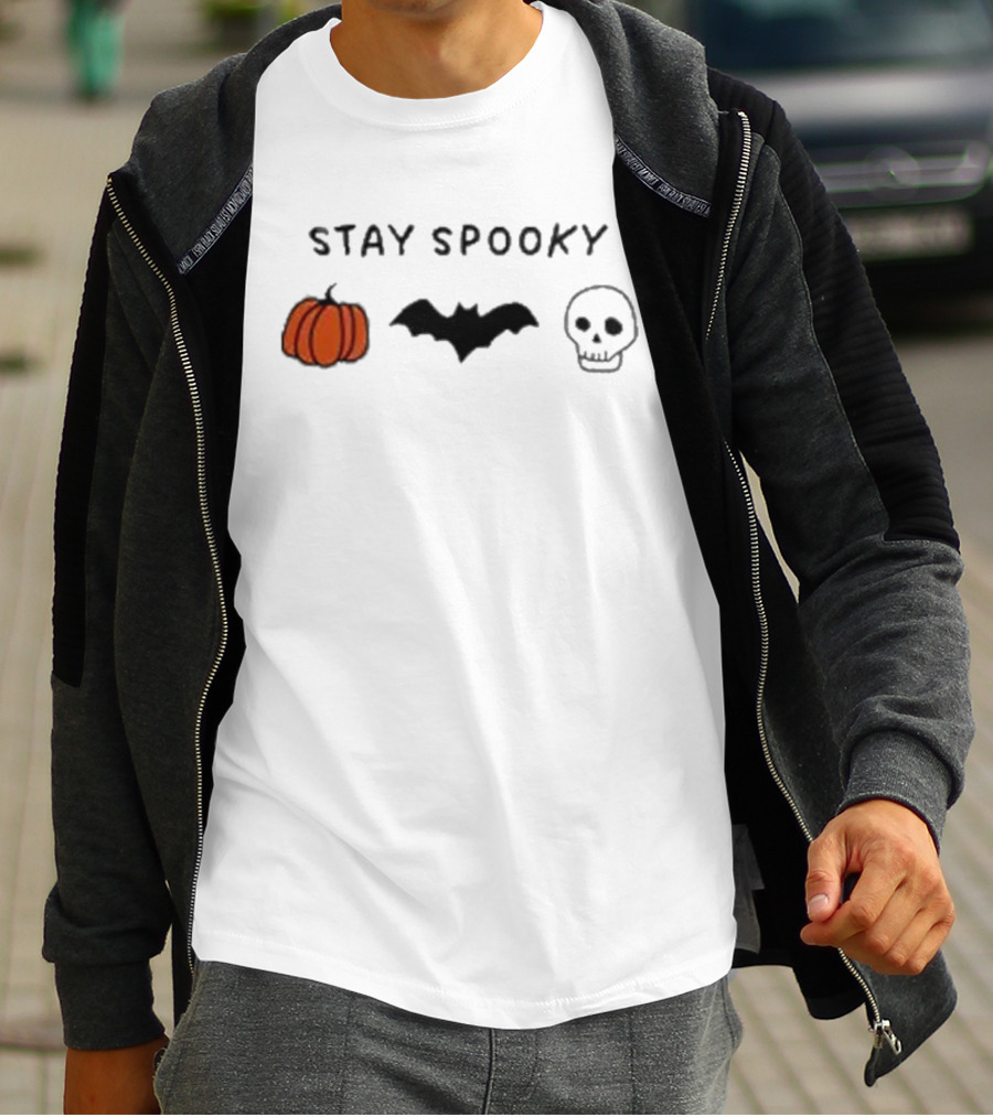 Stay Spooky Pumpkin Bat Skull Halloween T-Shirt