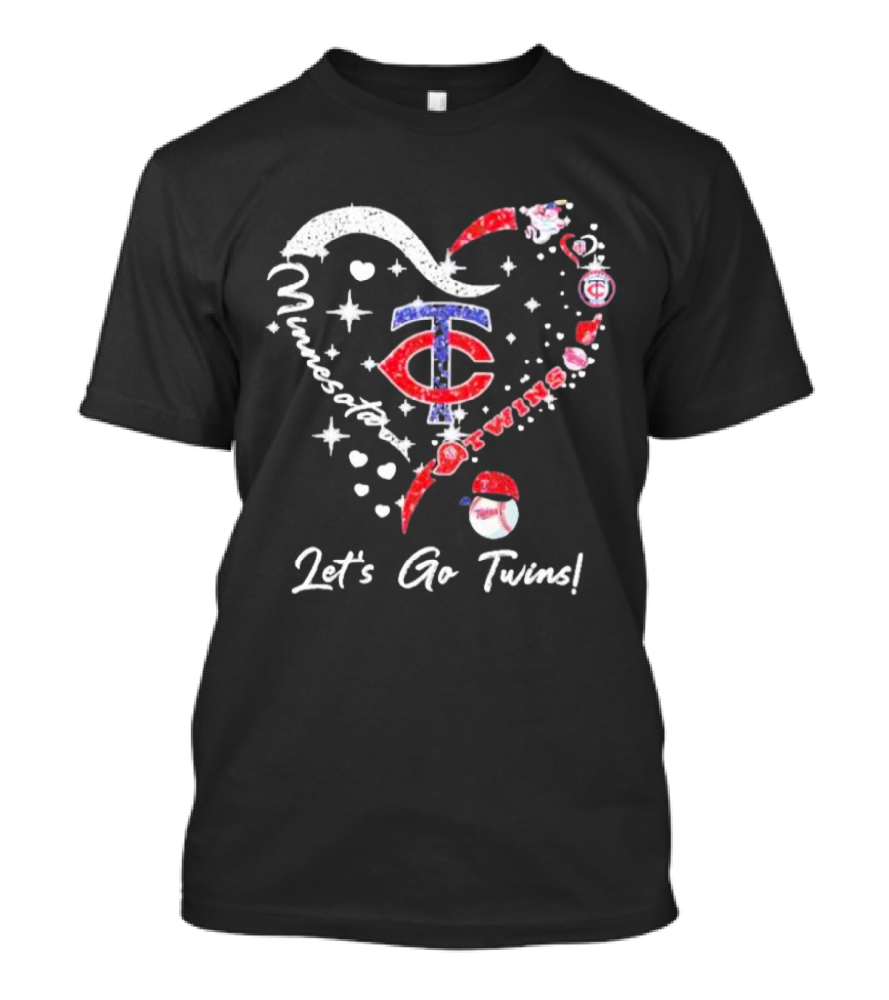 Minnesota Twins Heart Let's Go Twins T-Shirt