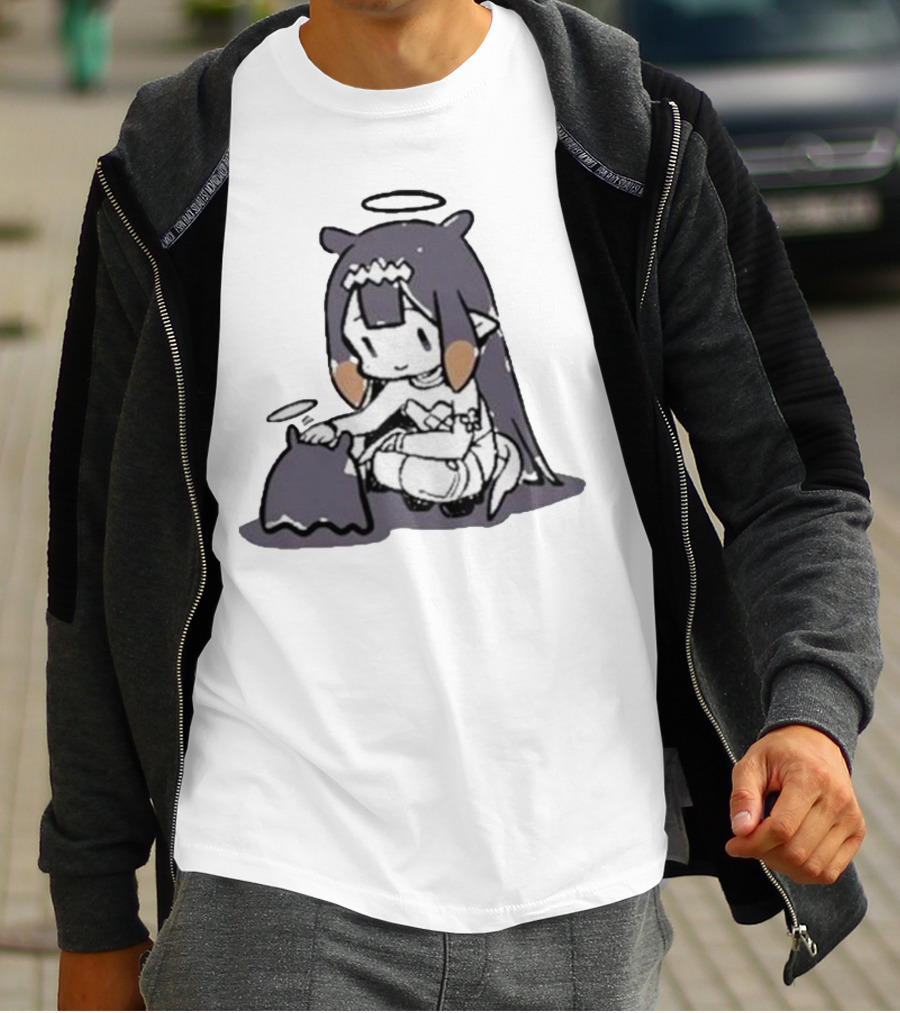 Hololive Ninomae Inanis Tako Fan Art Cute Anime Character Interaction T-Shirt