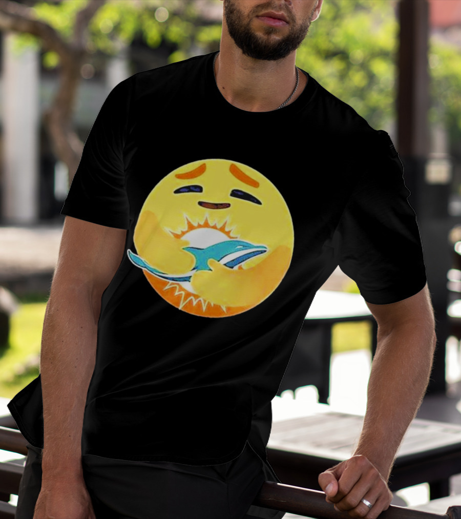 Miami Dolphins Emoji Hugging Dolphin T-Shirt