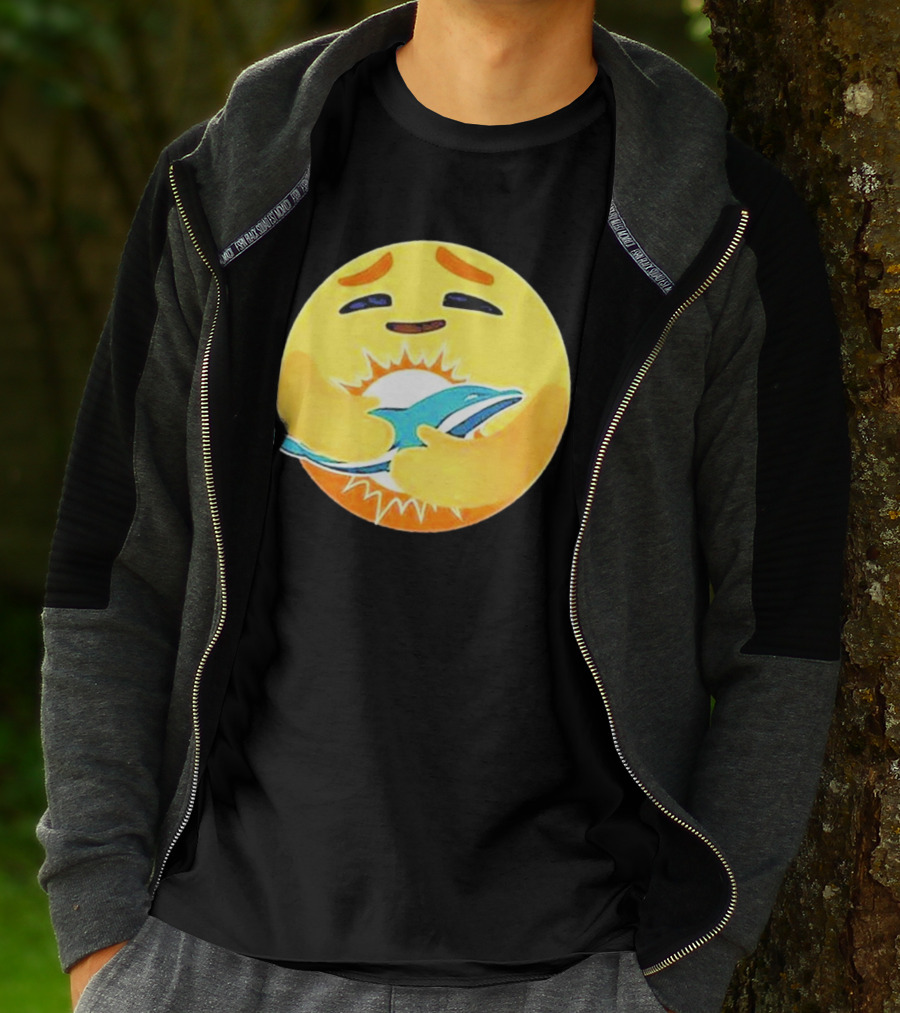 Miami Dolphins Emoji Hugging Dolphin T-Shirt