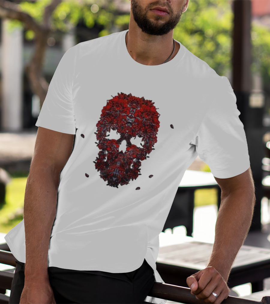 Kai Wachi Red Floral Skull T-Shirt