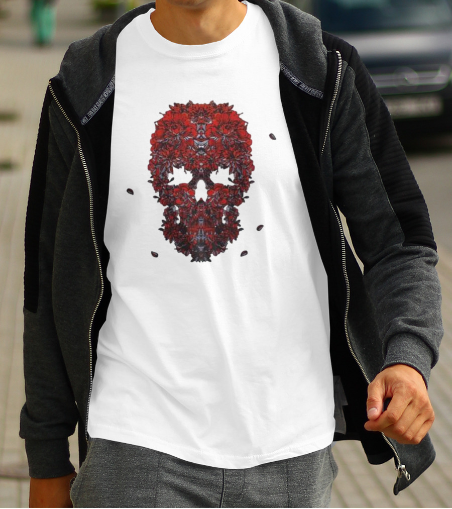 Kai Wachi Red Floral Skull T-Shirt