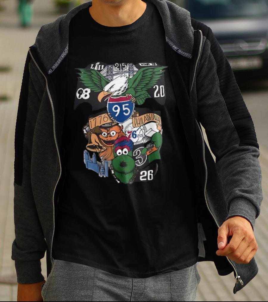 Dunphy 215 Tattoo Philadelphia Eagles I-95 76ers 26ers Liberty Bell Fanatic T-Shirt