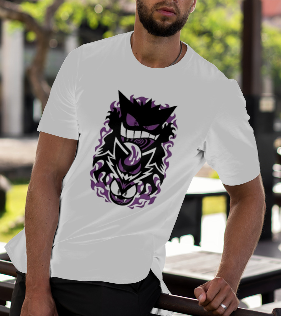 Versiris Haunted Gengar Gastly Ghastly Purple Flames T-Shirt