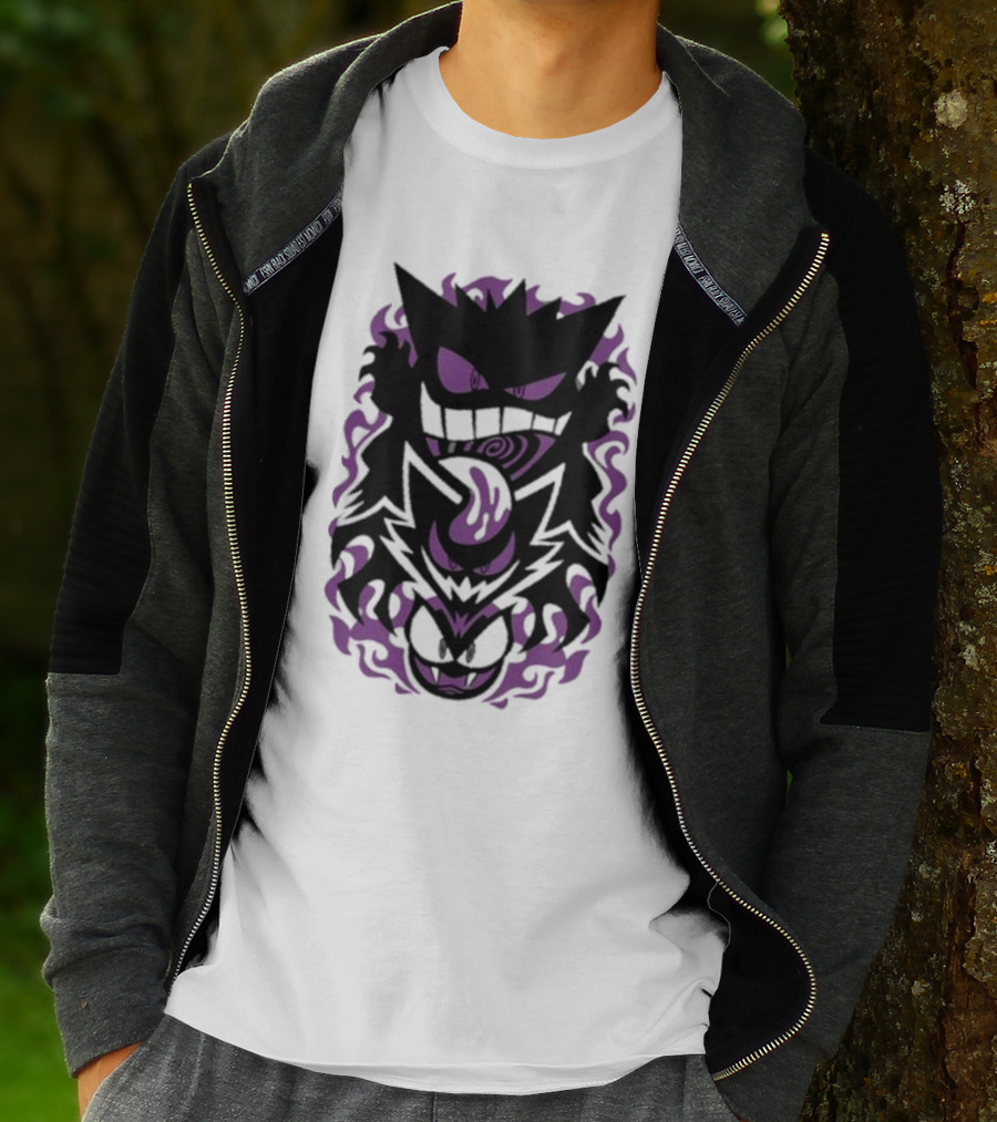 Versiris Haunted Gengar Gastly Ghastly Purple Flames T-Shirt